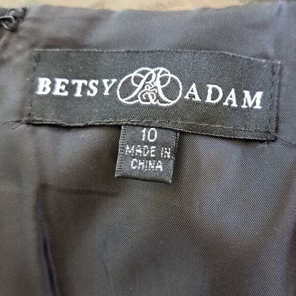 BETSEY & ADAM Blue Black Floral Fit & Flare Mini Dress 10 Cocktail Formal Prom - Picture 7 of 10